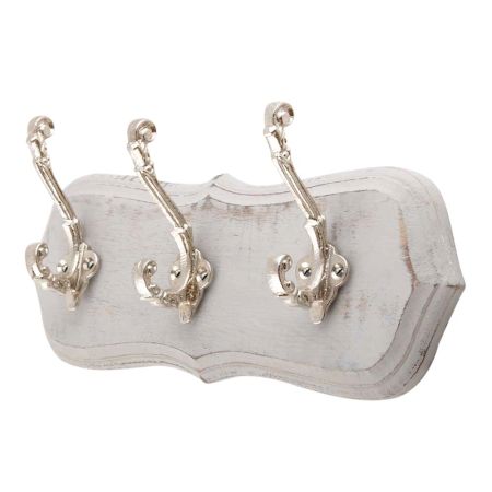 Grey Silver Small Wall Wooden Iron Hooks